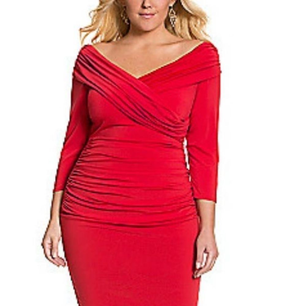 PLUS SIZE: LANE BRYANT NWT RED Control Tech Ruched Dress - Sz 14